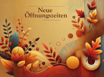 Frühlingshafte Blumendeko mit Überschrift Neue Öffnungszeiten