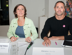 Birgit Hebein (Grüne Wien) und Christian Moritz (NEOS Wien)