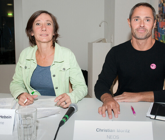 Birgit Hebein (Grüne Wien) und Christian Moritz (NEOS Wien)