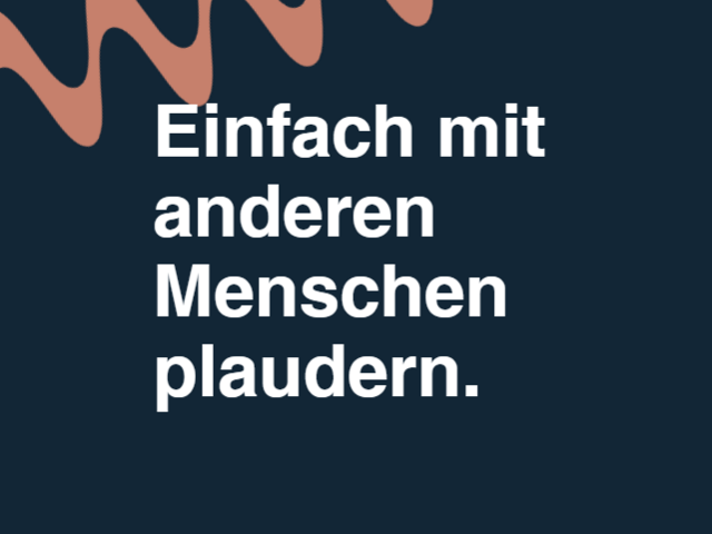Grafische Darstellung mit der Aufschrift „Einfach mit anderen Menschen plaudern“ auf dunklem Hintergrund