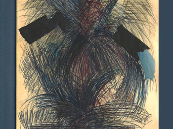 Cover des Buches "Alter Affe Angst", auf dem eine experimentelle Zeichnung mit vielen dünnen Linien zu sehen ist.