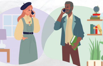 Frau telefoniert mit Mann