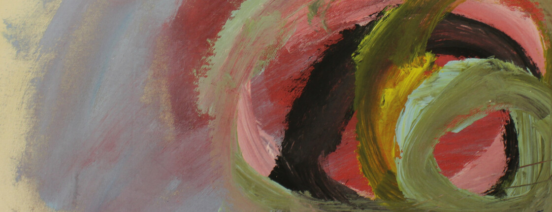 Abstraktes Bild mit verschiedenen Kreisen in blau, rot, schwarz, grün und gelb.